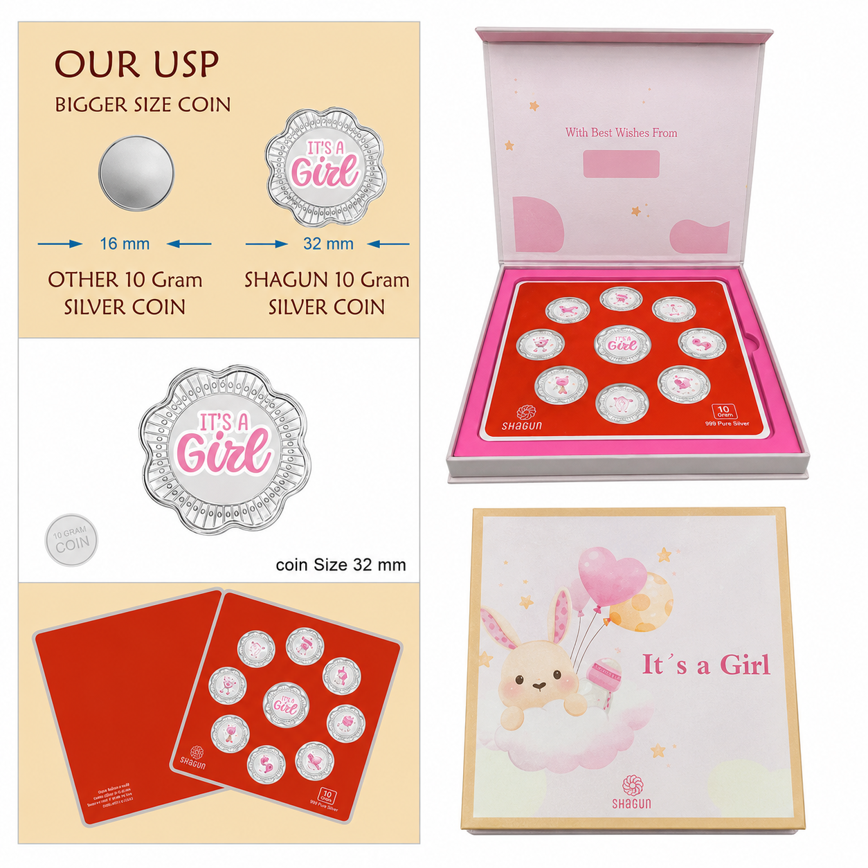 It's A Girl 10 Grams Silver Coin Box- FKJCONSL7011