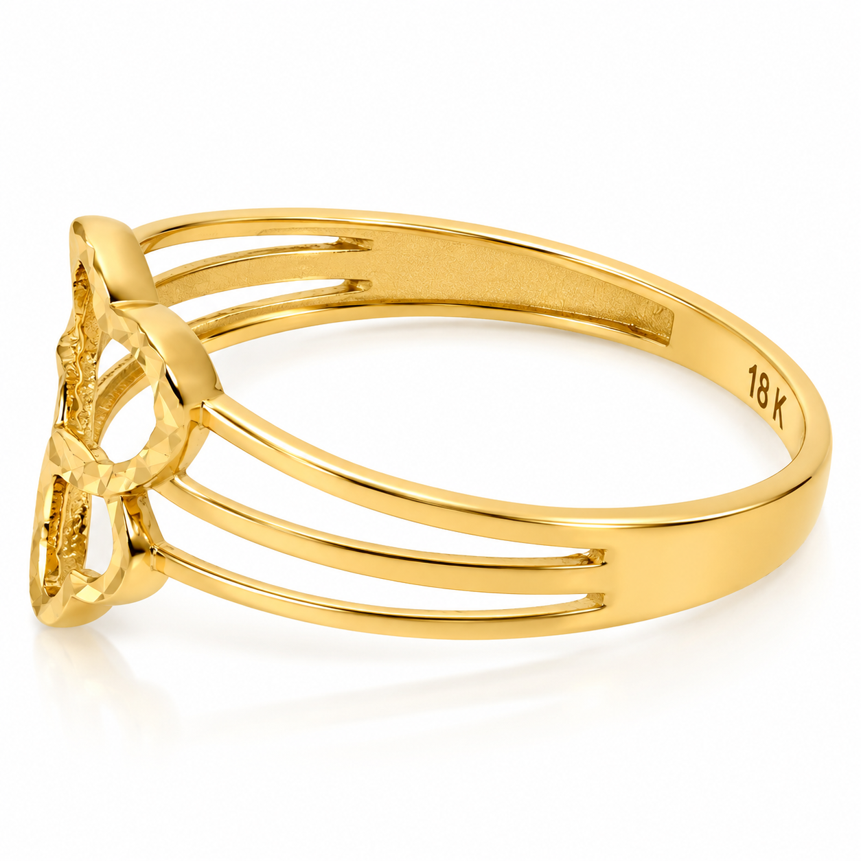 Gold Twin Heart Shaped Ring 18KT - FKJRN18KU6368