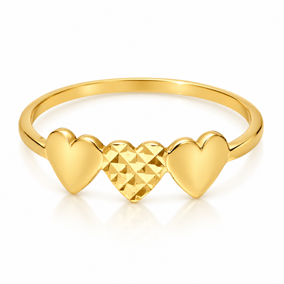 Gold Hearts Shaped Ring 18KT - FKJRN18KU2022