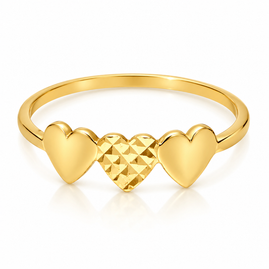 Gold Hearts Shaped Ring 18KT - FKJRN18KU2022