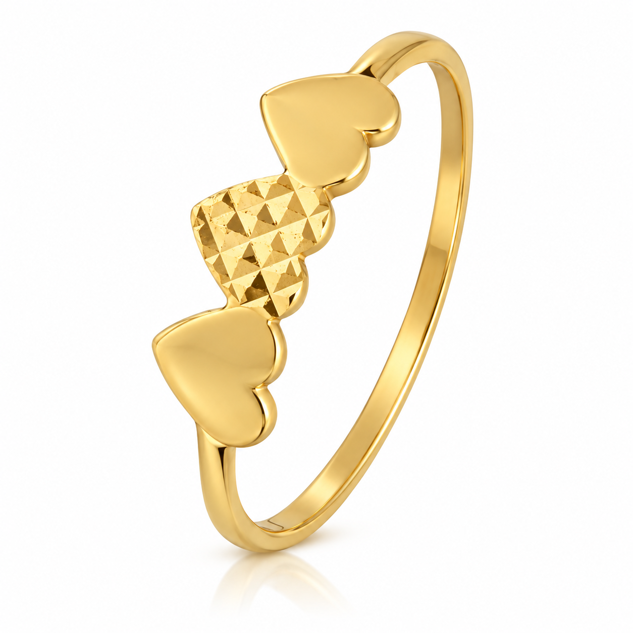 Gold Hearts Shaped Ring 18KT - FKJRN18KU2022
