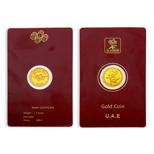 Gold 1 Gram Coin 24KT 999.9 Purity - FKJCON24KU6074