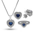 Sterling Silver 925 Heart Shaped Solitaire Pendant Set (Necklace, Earrings and Ring) - FKJNKLSTSL2296