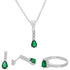 Sterling Silver 925 Teardrop Solitaire Pendant Set (Necklace, Earrings and Ring) - FKJNKLST2063