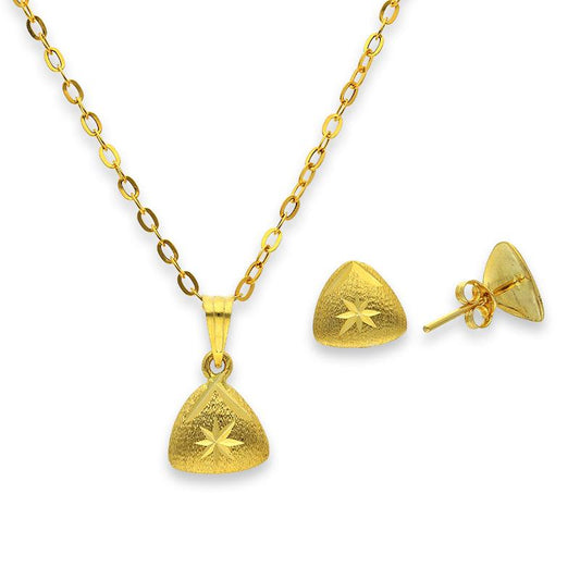 Gold Pendant Set (Necklace and Earrings) 18KT - FKJNKLST18K2235