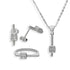 Sterling Silver 925 Solitaire Pendant Set (Necklace, Earrings and Ring) - FKJNKLSTSL2202
