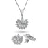 Sterling Silver 925 Flower Shaped Pendant Set (Necklace and Earrings) - FKJNKLSTSL2300