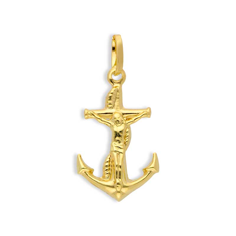Gold Cross and Anchor Pendant 18KT - FKJPND18KU1034