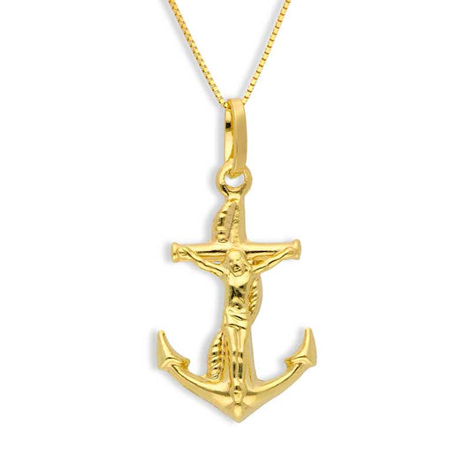 Gold Necklace (Chain with Cross and Anchor Pendant) 18KT - FKJNKL18KU1034