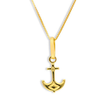 Gold Necklace (Chain with Anchor Pendant) 18KT - FKJNKL18KU1035