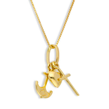 Gold Necklace (Chain with Anchor, Heart & Cross Pendant) 18KT - FKJNKL18KU1032