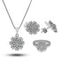 Sterling Silver 925 Flower Pendant Set (Necklace, Earrings and Ring) - FKJNKLSTSL2287