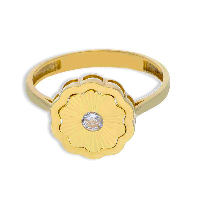 Gold Flower Shaped Ring 18KT - FKJRN18KU2083