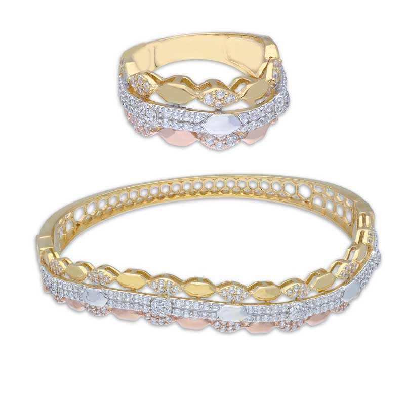 سوار من الفضة الإسترليني عيار 925 ثلاثي الألوان مع حلقة - FKJBNGSLU2021