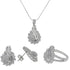 Sterling Silver 925 Pear Drop Pendant Set (Necklace, Earrings and Ring) - FKJNKLST1936