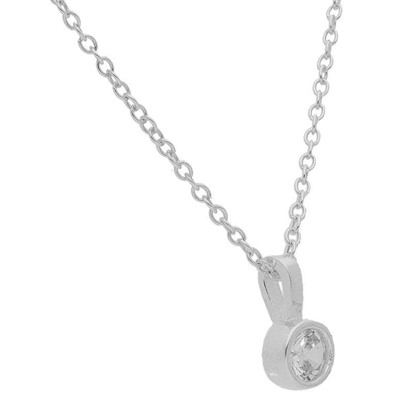 Sterling Silver 925 Round Solitaire Pendant Set (Necklace, Earrings and Ring) - FKJNKLST1989