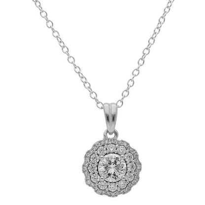Sterling Silver 925 Round Pendant Set (Necklace, Earrings and Ring) - FKJNKLST2021