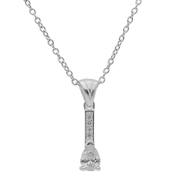 Sterling Silver 925 Pear Pendant Set (Necklace, Earrings and Ring) - FKJNKLST2009