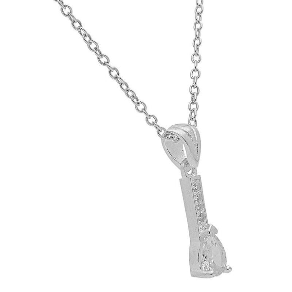 Sterling Silver 925 Pear Pendant Set (Necklace, Earrings and Ring) - FKJNKLST2009