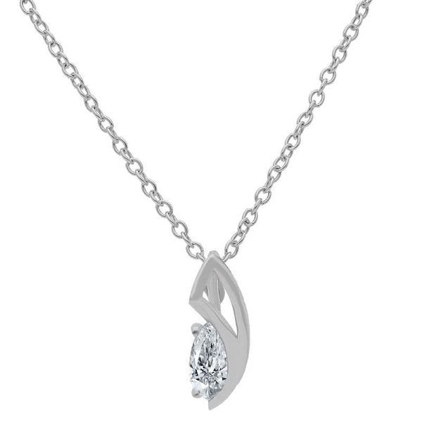 Sterling Silver 925 Pear Pendant Set (Necklace, Earrings and Ring) - FKJNKLST2013