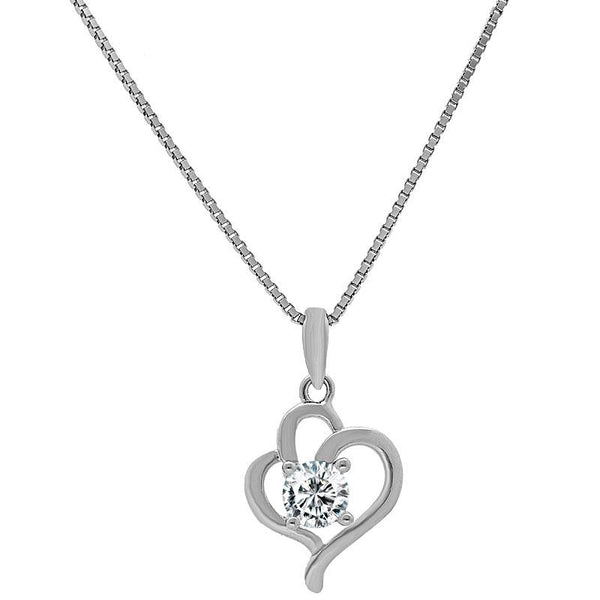 Sterling Silver 925 Twisted Heart with Solitaire Necklace - FKJNKL1979