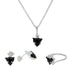 Sterling Silver 925 Prism Shaped Solitaire Pendant Set (Necklace, Earrings and Ring) - FKJNKLSTSL2099
