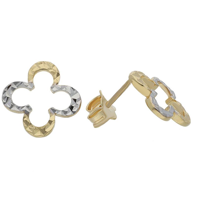Gold Flower Shaped Pendant Set (Necklace and Earrings) 18KT - FKJNKLST18K2090