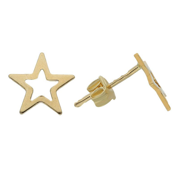 Gold Star Shaped Pendant Set (Necklace and Earrings) 18KT - FKJNKLST18K2093