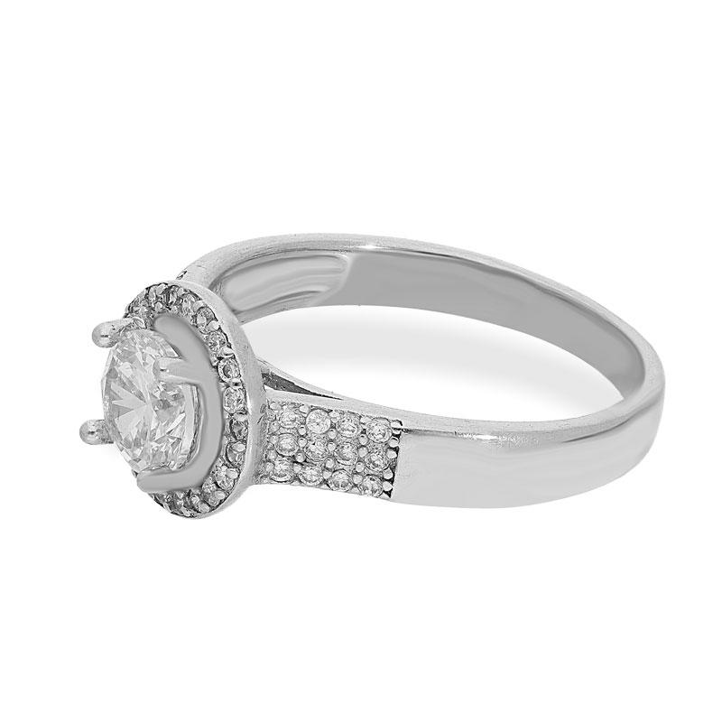 Sterling Silver 925 Round Shaped Solitaire Ring - FKJRNSL2177