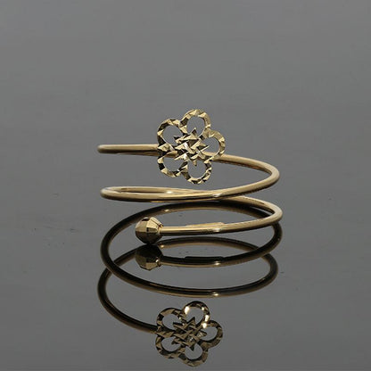 Gold Spiral Ring with Flower in 18KT - FKJRN18K2172
