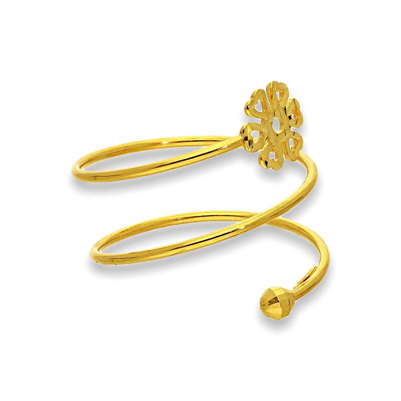 Gold Spiral Ring with Flower in 18KT - FKJRN18K2173