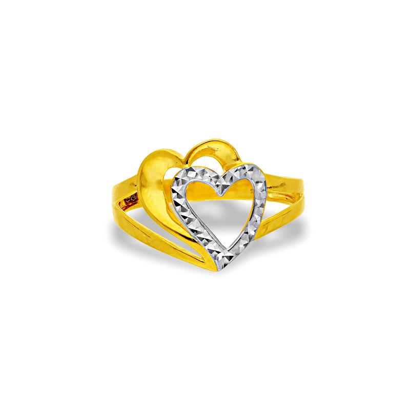 Gold Twin Hearts Ring in 18KT - FKJRN18K2171