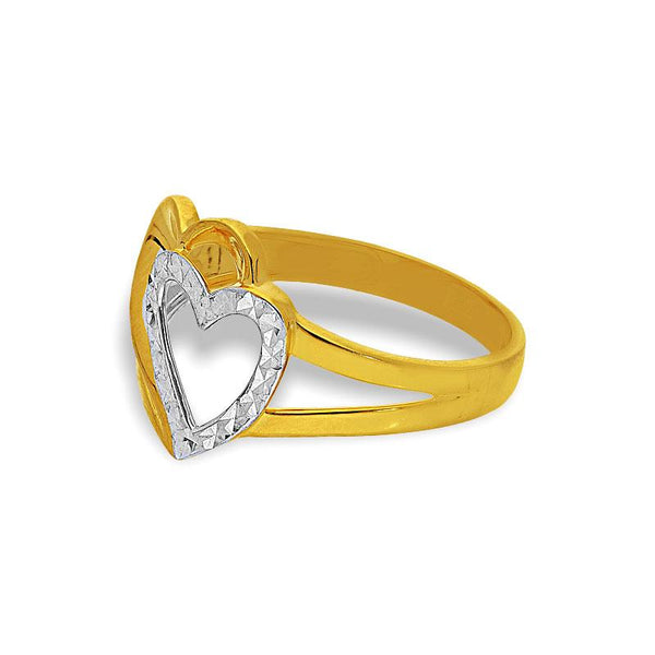 خاتم من الذهب على شكل قلوب مزدوجة 18 قيراط - FKJRN18K2171