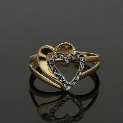 Gold Twin Hearts Ring in 18KT - FKJRN18K2171