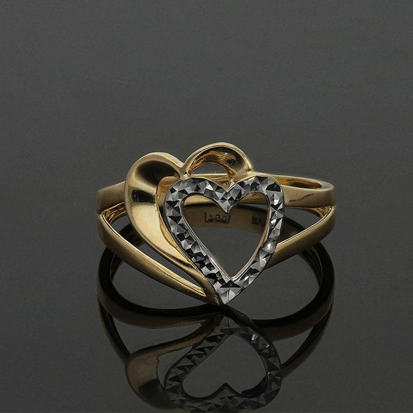 خاتم من الذهب على شكل قلوب مزدوجة 18 قيراط - FKJRN18K2171