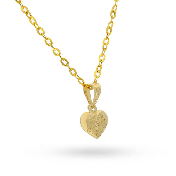 Gold Heart Pendant Set (Necklace and Earrings) 18KT - FKJNKLST18K2124