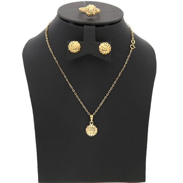 Gold Pendant Set (Necklace, Earrings and Ring) 18KT - FKJNKLST18K2128