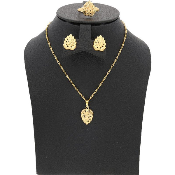 Gold Pendant Set (Necklace, Earrings and Ring) 18KT - FKJNKLST1681