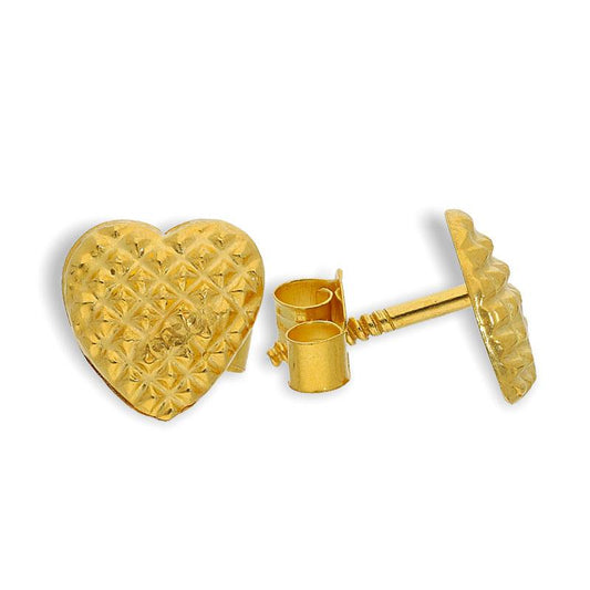 Gold Stud Heart Earrings 18KT - FKJERN1415