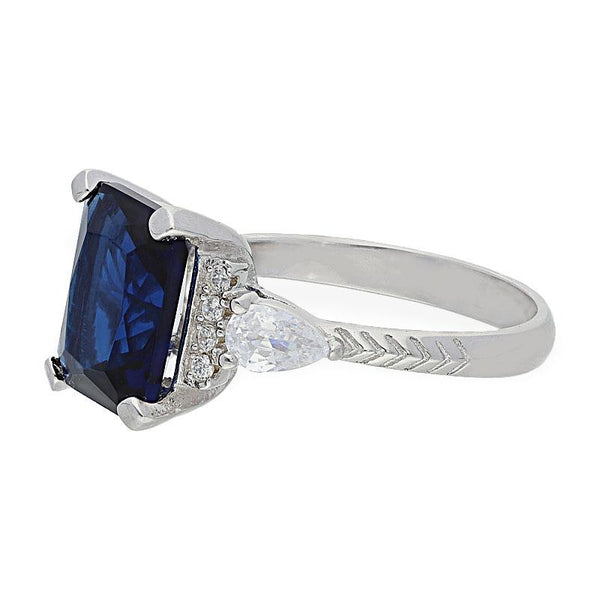 Sterling Silver 925 Blue Solitaire Ring - FKJRNSL2274