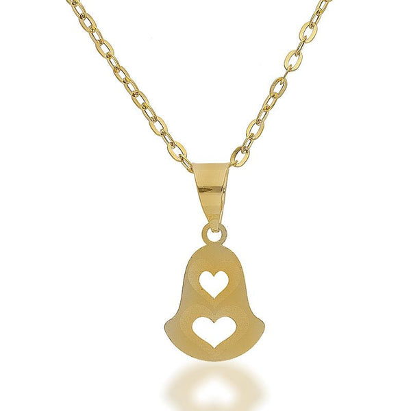 Gold Necklace (Chain with Heart Bell Pendant) 18KT - FKJNKL18K2080