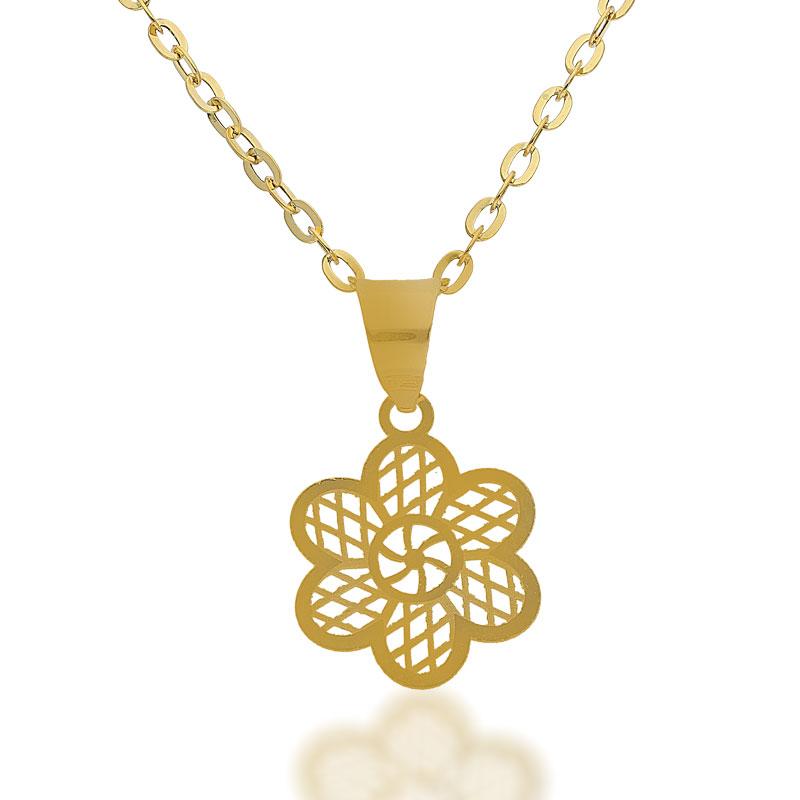 Gold Necklace (Chain with Flower Pendant) 18KT - FKJNKL18K2079