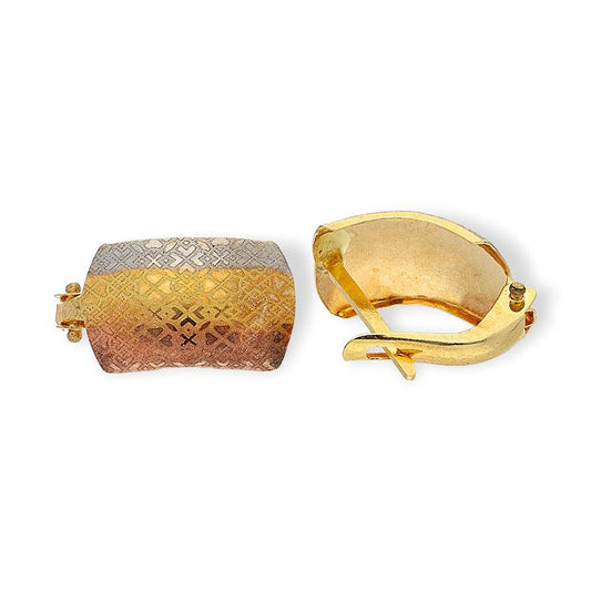Tri-Gold Clip Earrings 18KT - FKJERN18K1806
