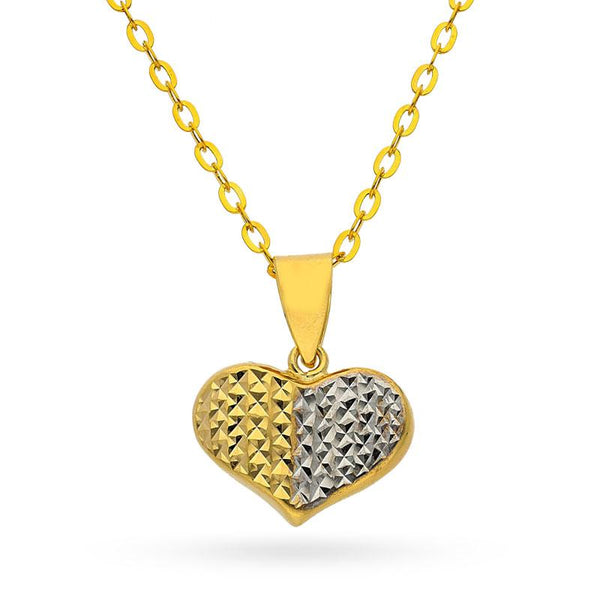 Gold Dual Tone Heart Pendant Set (Necklace, Earrings and Ring) 18KT - FKJNKLST18K2155