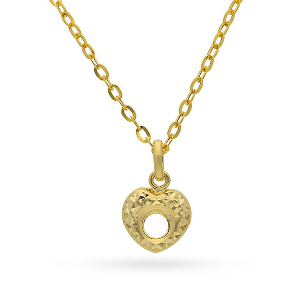 Gold Heart Pendant Set (Necklace, Earrings and Ring) 18KT - FKJNKLST18K2159