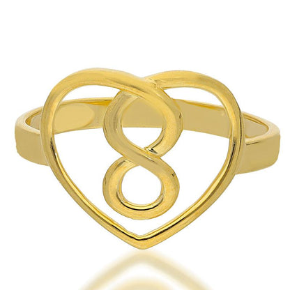 Gold Infinity Heart Pendant Set (Necklace, Earrings and Ring) 18KT - FKJNKLST18K2154