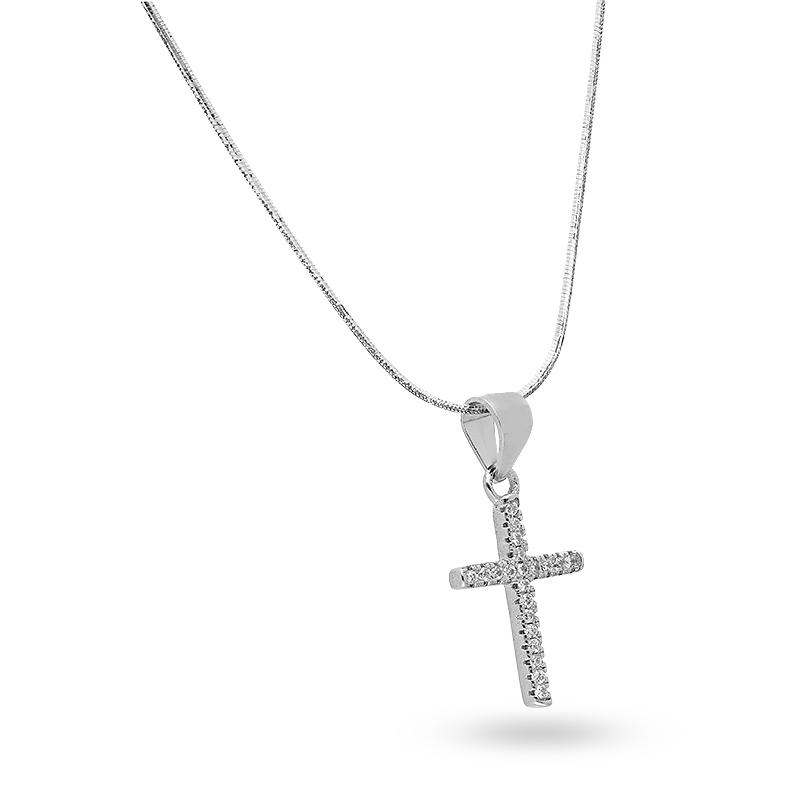 Sterling Silver 925 Necklace (Chain with Cross Pendant) - FKJNKLSL2173
