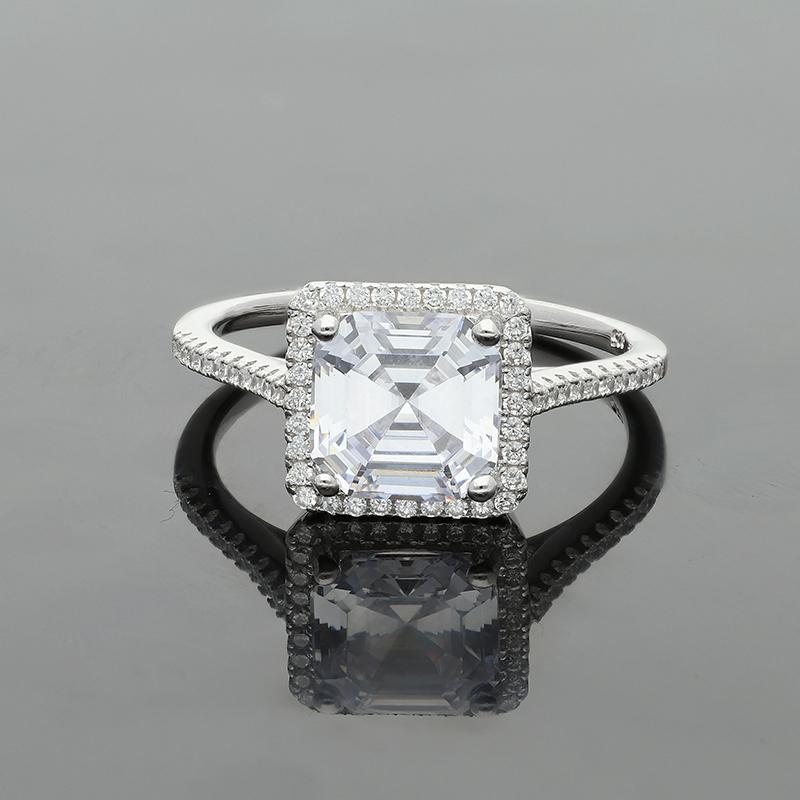 Sterling Silver 925 Square Emerald Cut Solitaire Ring - FKJRNSL2449