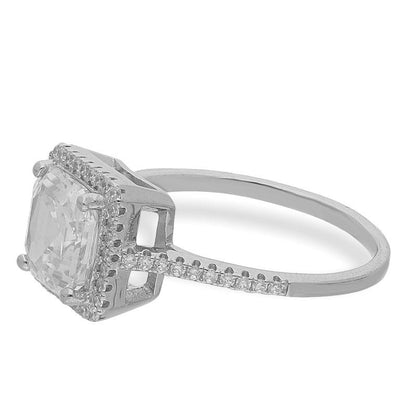 Sterling Silver 925 Square Emerald Cut Solitaire Ring - FKJRNSL2449