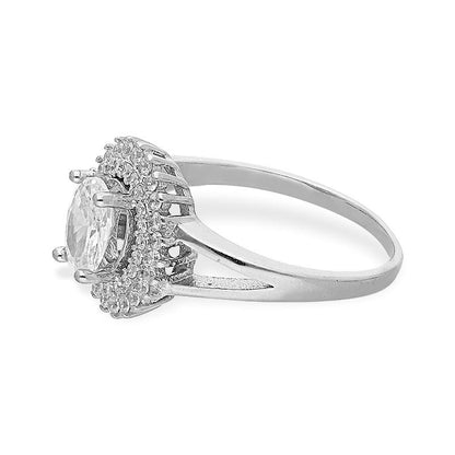 Sterling Silver 925 Oval Shaped Solitaire Ring - FKJRNSL2456